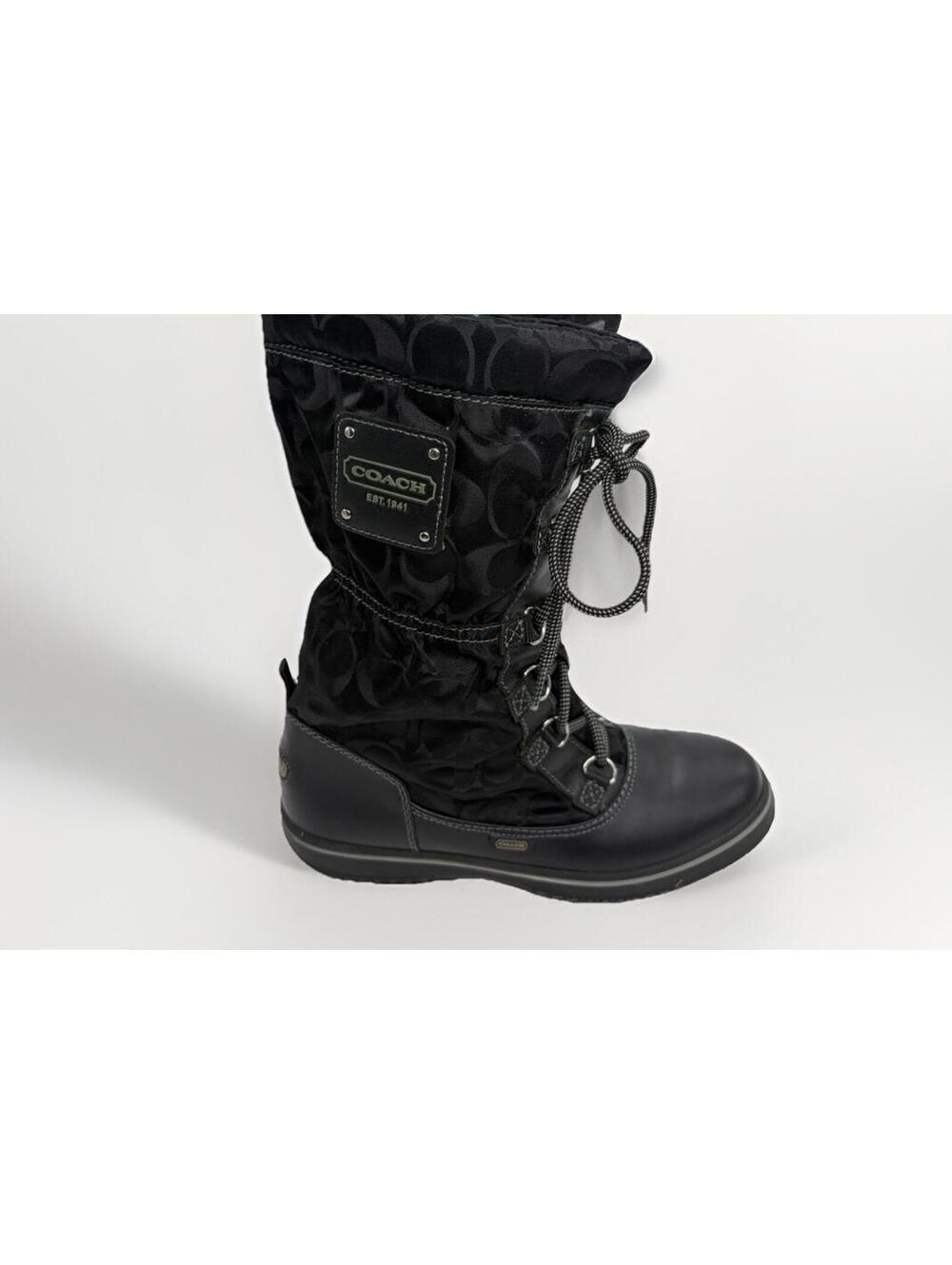 Coach Shaine Snow Boots Lace Up Signature Logo in Black & Gray Women’s 7.5B MINT